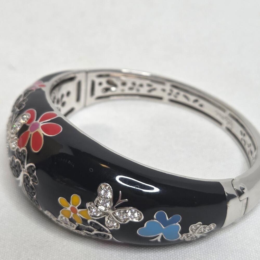 Belle Etoile Hand Painted Art Deco Flutter Bangle Bracelet - Picture 4 of 9